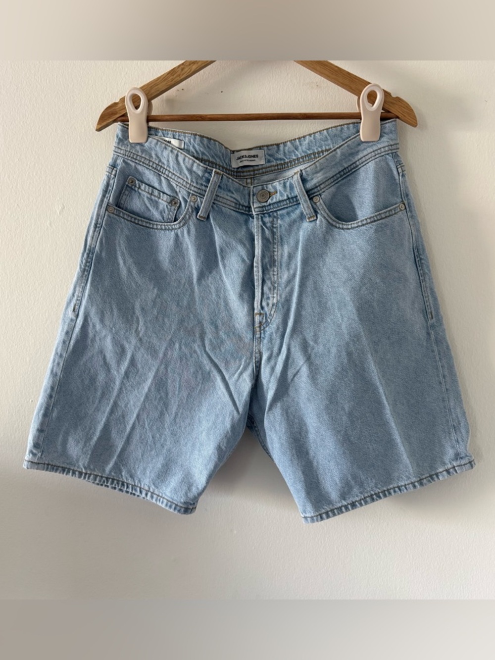 Jack & Jones L Light Wash Denim Men's Shorts 32”x8” Jorts Jean Y2K 2000s Street